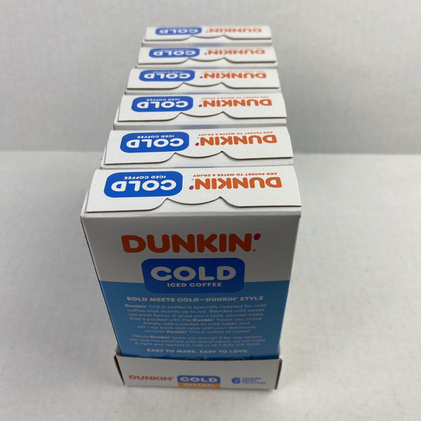 Dunkin’ Cold Iced CARAMEL Coffee Instant Powdered 6 Boxes 36 Packets Total *READ