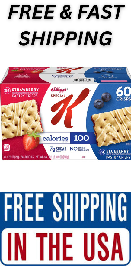 Kellogg’s Special K Pastry Crisps Strawberry Blueberry, Variety Pack, 60 Count