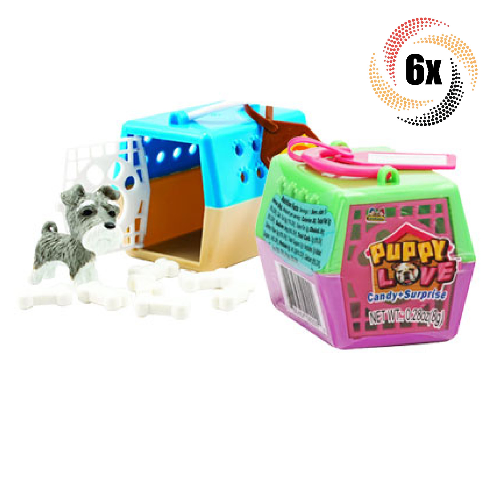 6x Packs Kidsmania Puppy Love Assorted Dog Houses Candy + Toy Surprise | .28oz