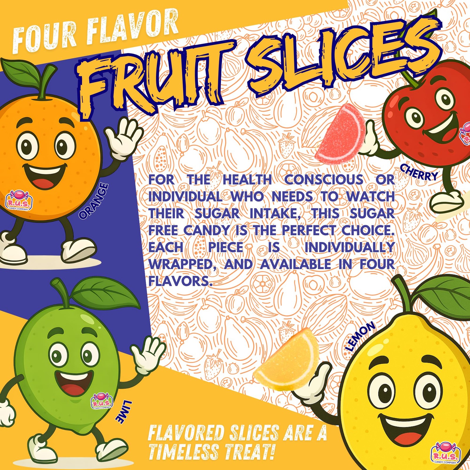RUS Candy Company SugarFree Fruit Slices – 2 Lbs Bulk Bag | Classic Jelly Fru…