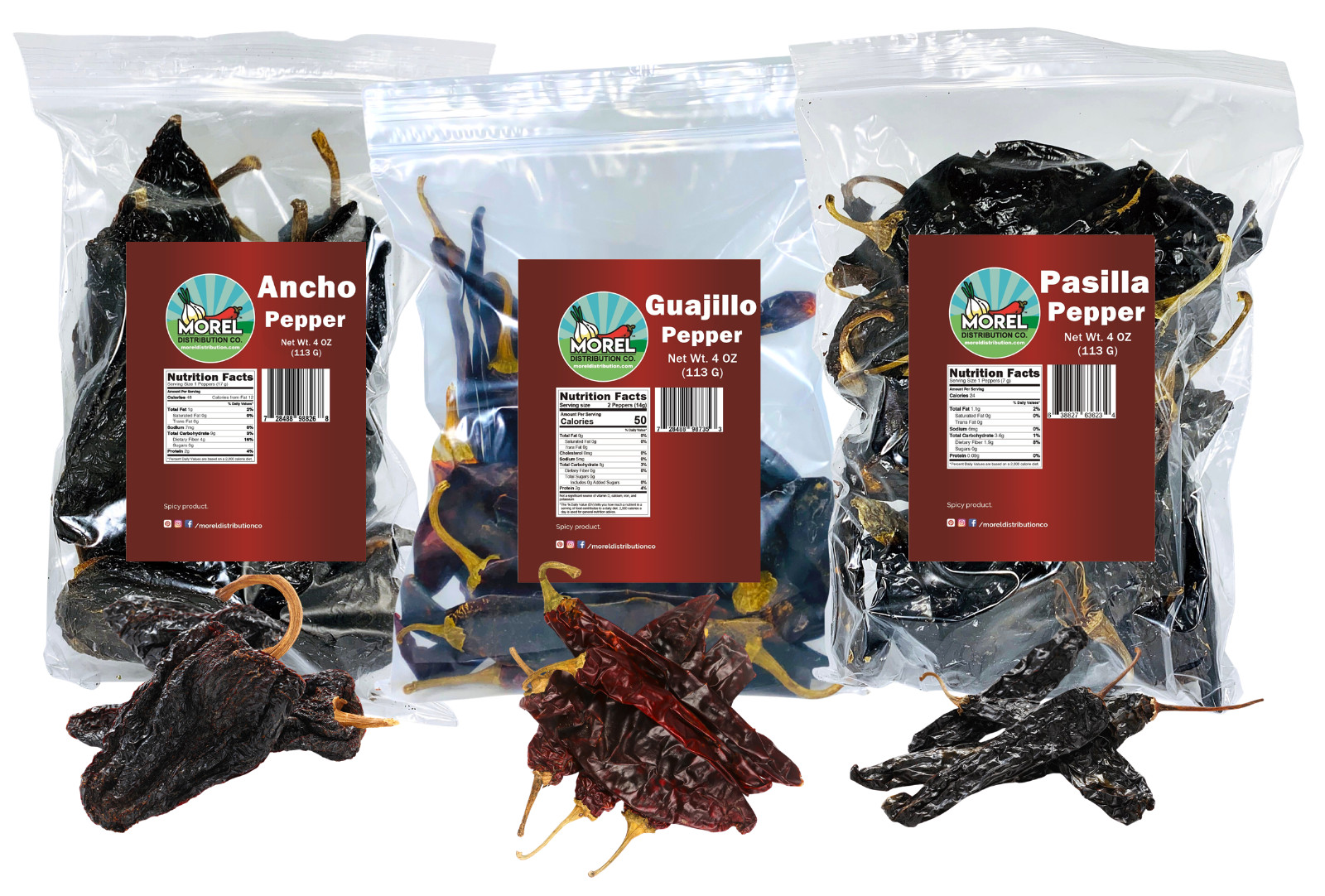 Dried Chile Peppers Variety Pack (12 oz Total) (3 pack). Choose your variety.