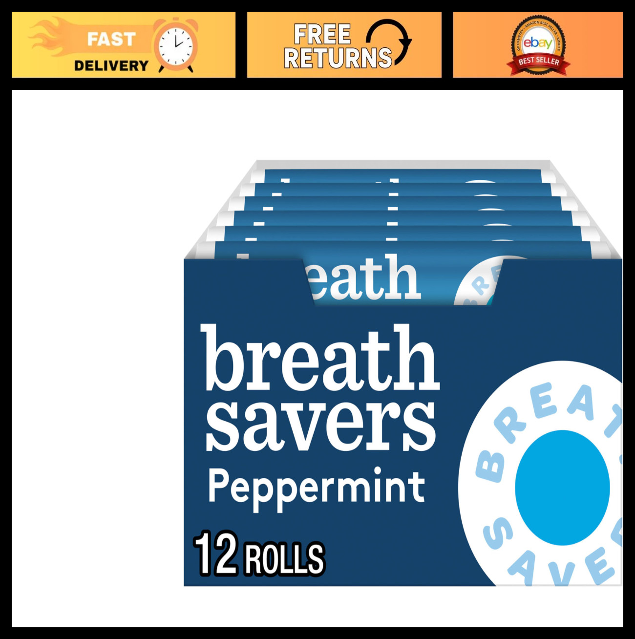 Sugar Free Peppermint Breath Mints Rolls – 24 Count, Freshen Breath Anytime!