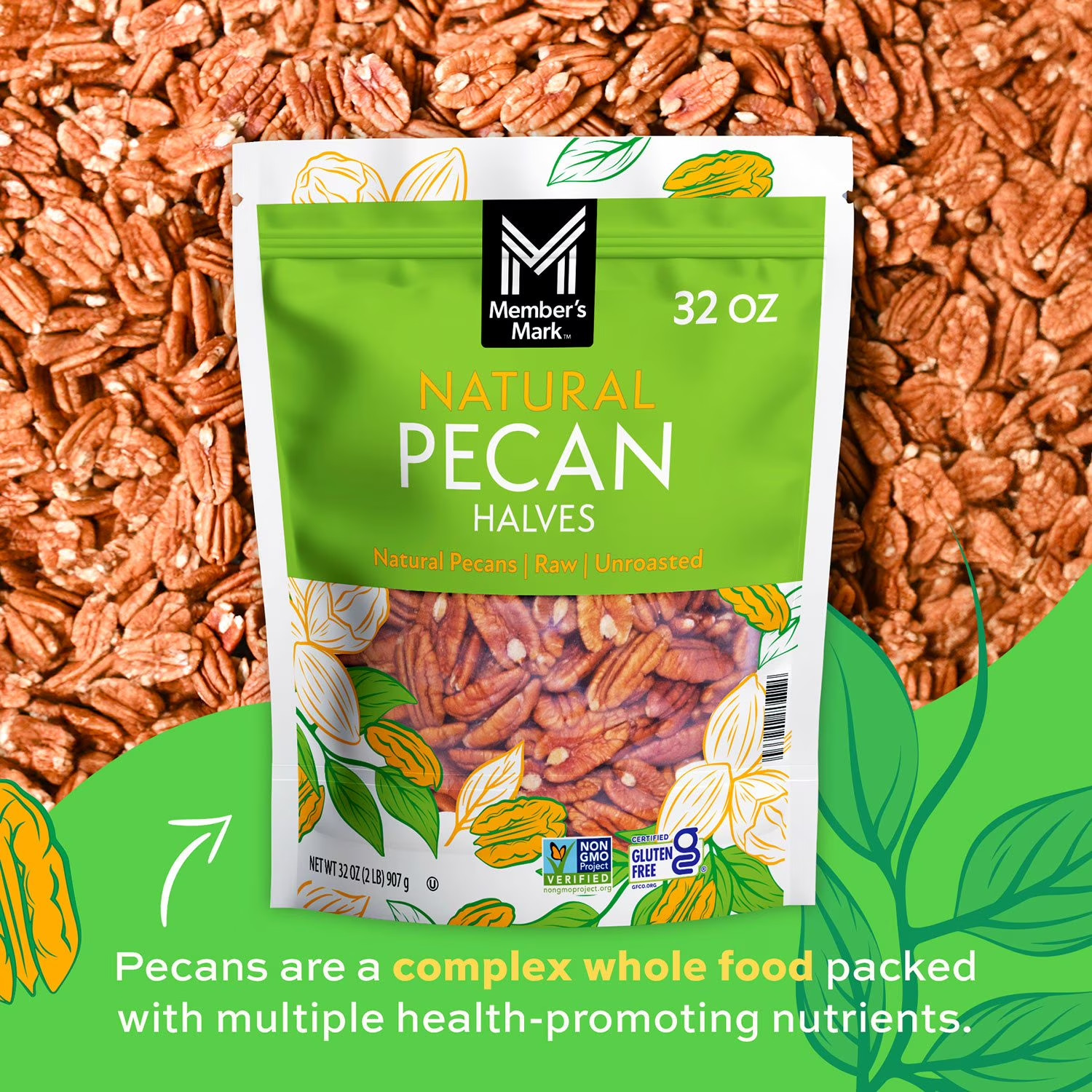 2 pack – Member’s Mark Natural Pecan Halves (2 lbs.) – free shipping