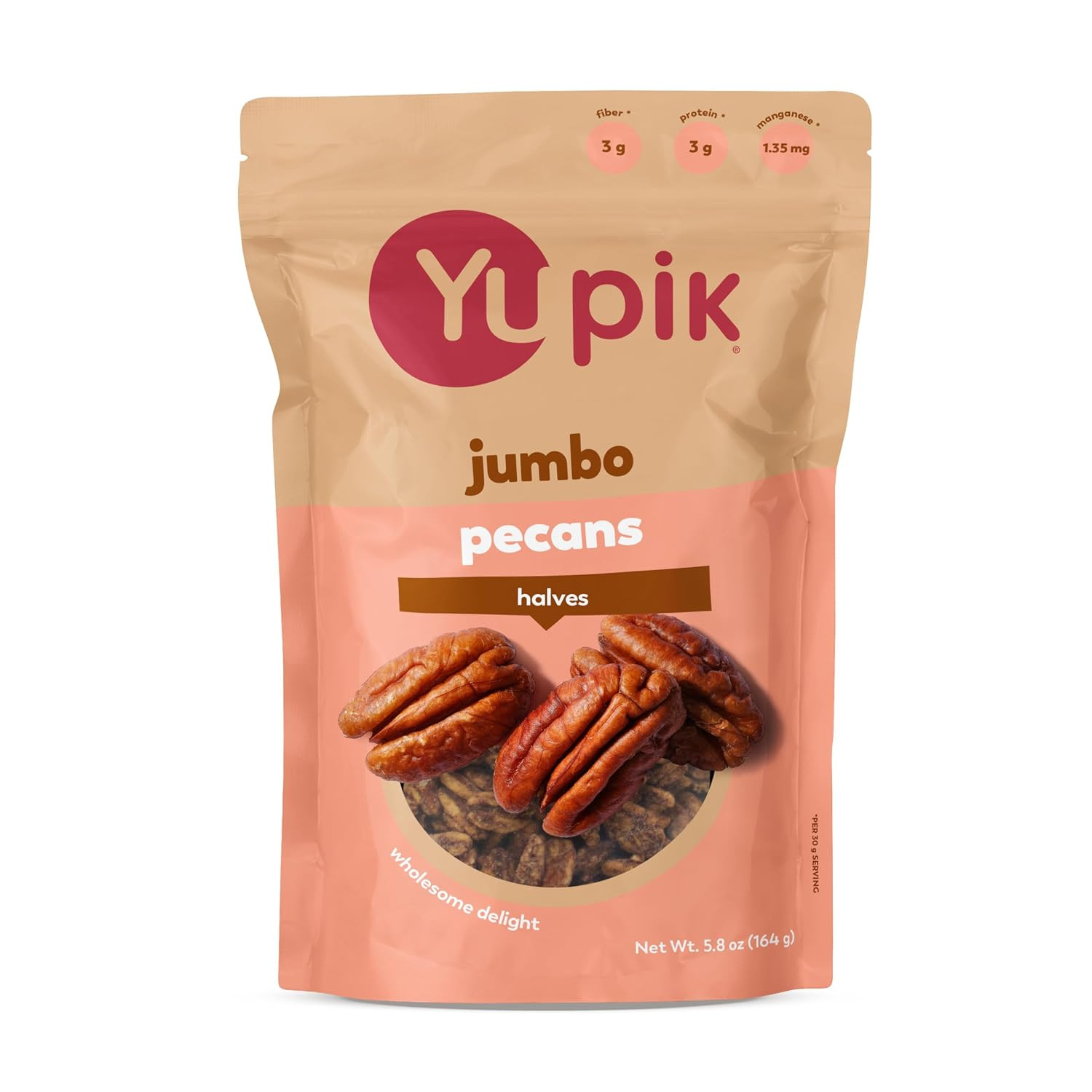 Jumbo Pecans, Halves, 2.2 Lb (35.2 Oz), Kosher, Gluten-Free, Raw Nuts, Half Piec