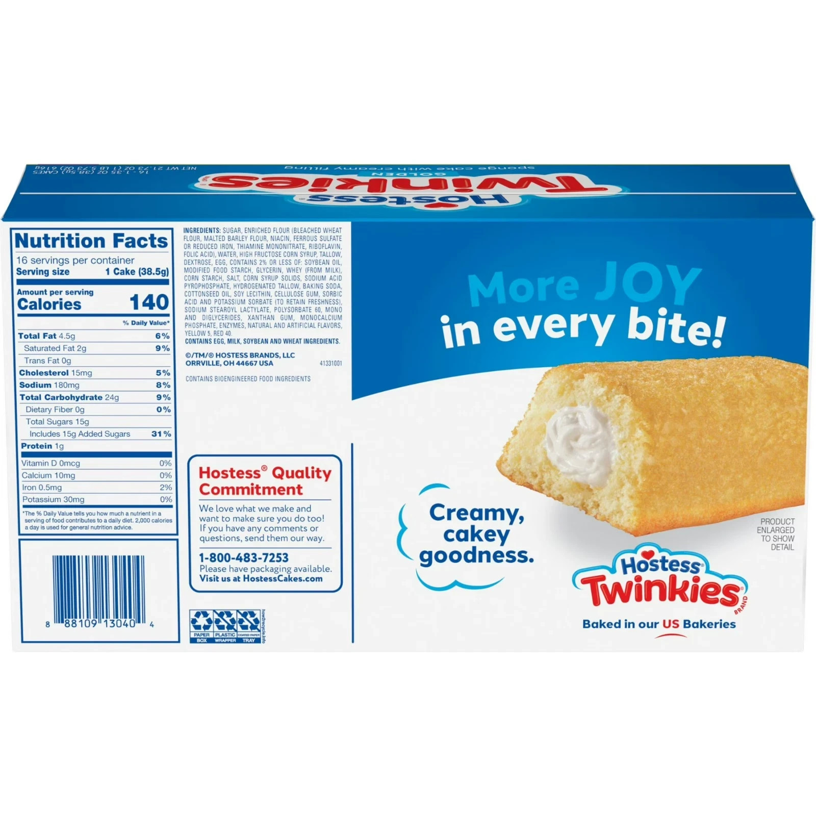 Hostess Twinkies Snack Cakes, Golden Sponge Cake with Crème Filling, 21.73 oz