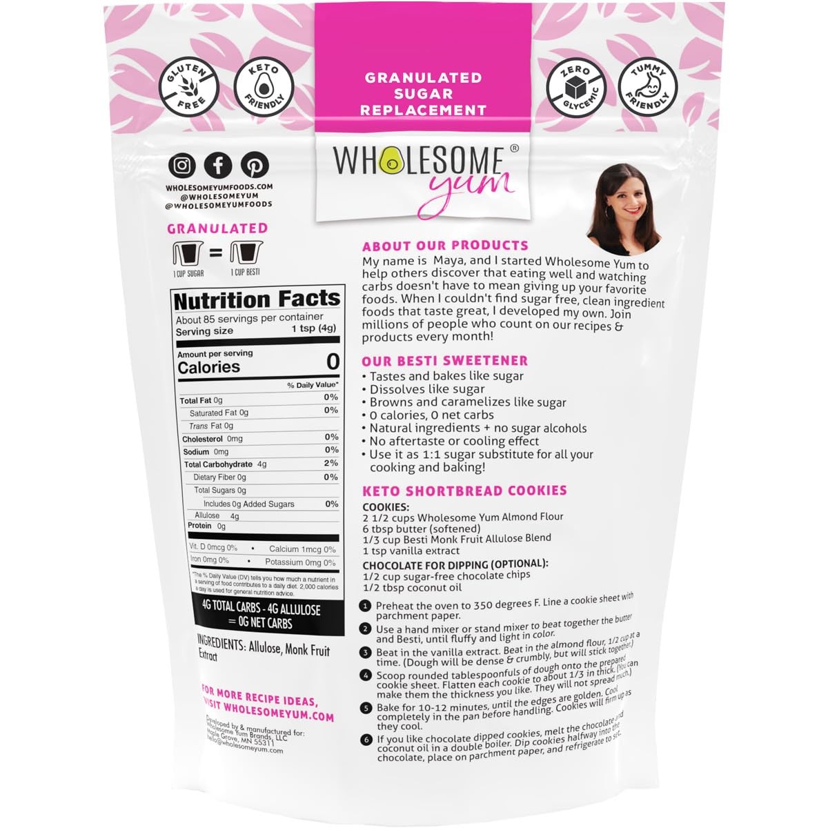 Wholesome Yum Besti Natural Sugar Substitute, 12 Ounce (Pack of 1), No Color