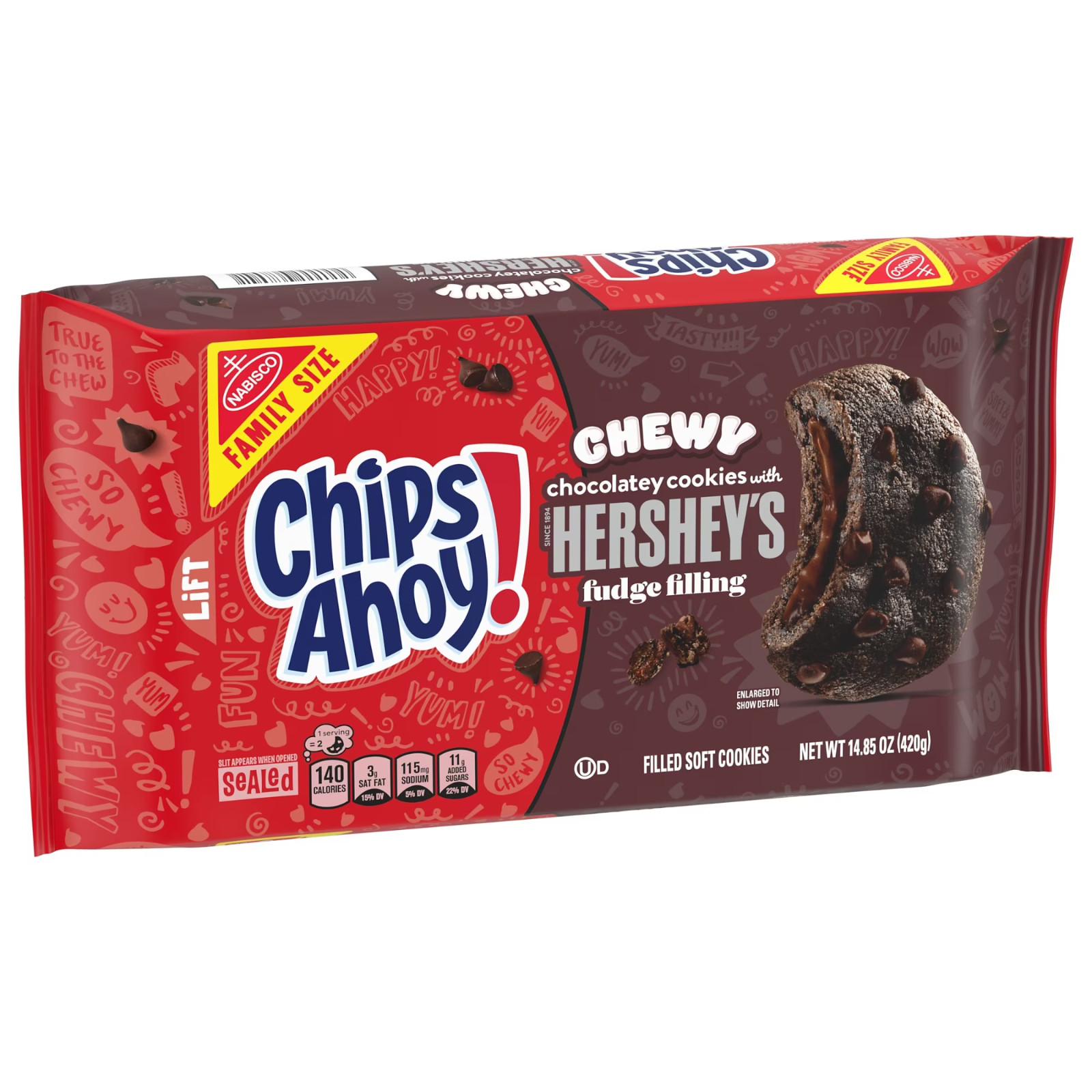 Chips Ahoy Chewy Cookies Hershey’s Fudge Filled 14.85 oz Family Size,Free Ship..
