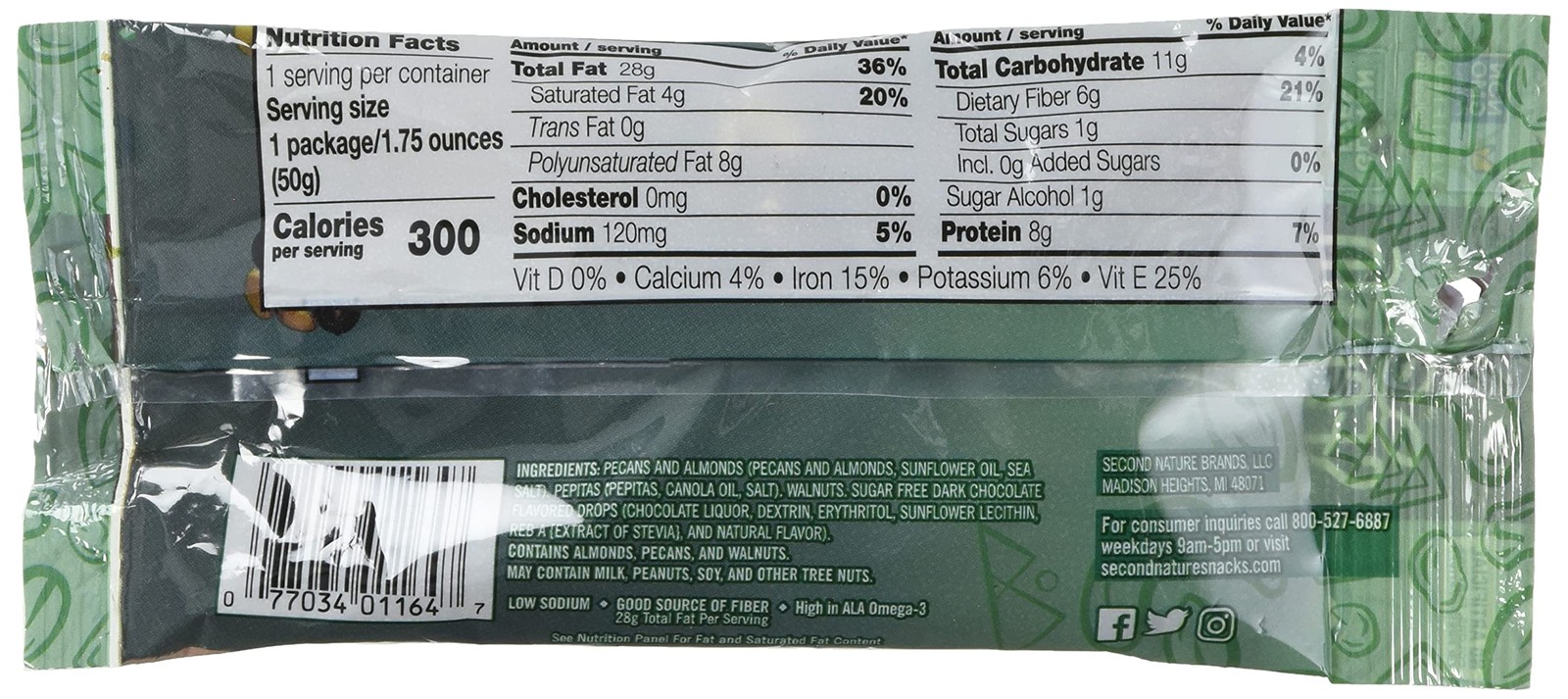 Second Nature Keto Crunch Smart Snack Mix, 1.75 oz Individual Packs Pack of 12