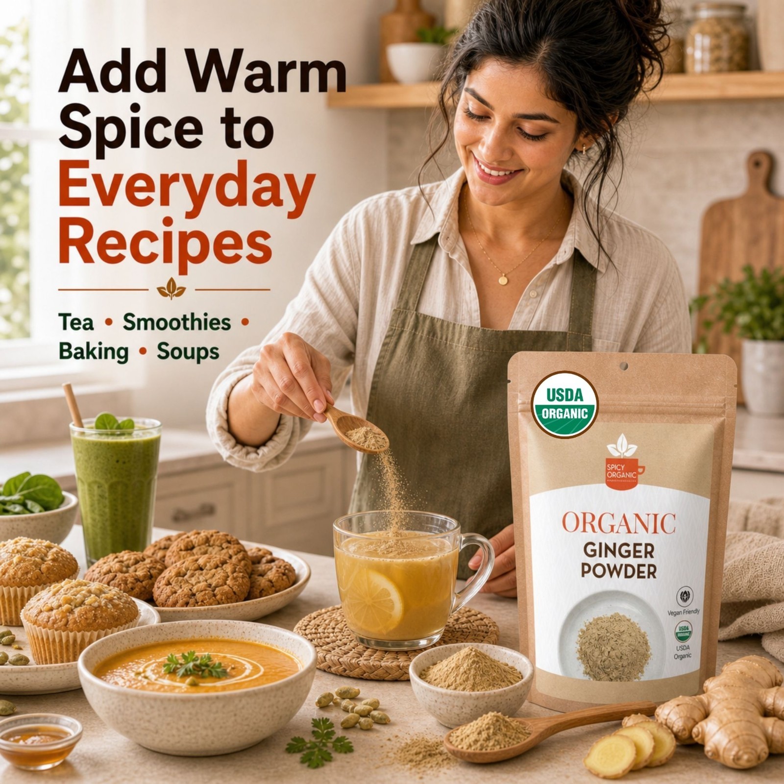 Spicy Organic Ginger Powder 16 oz | USDA Organic