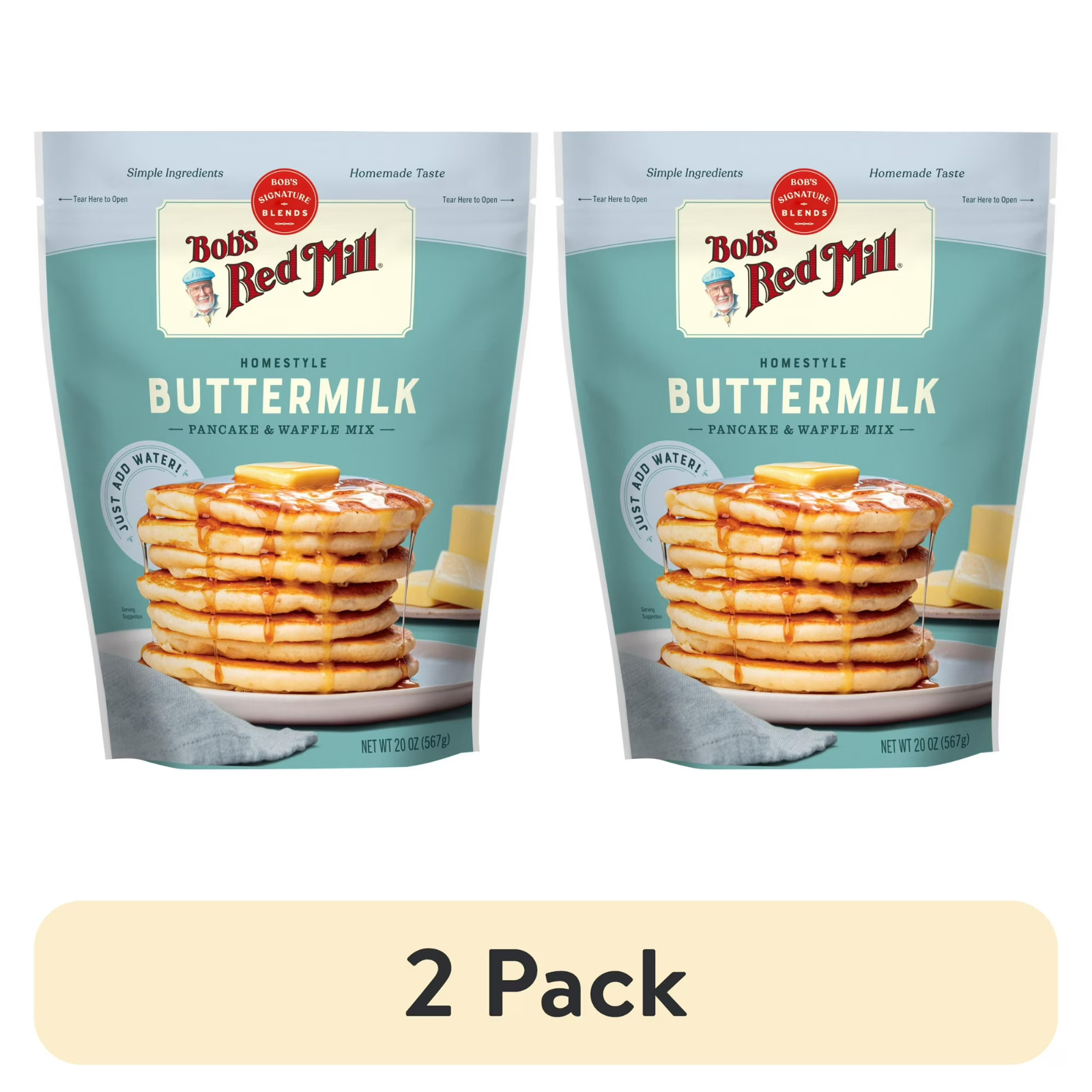 (2 pack) Bob’s Red Mill Homestyle Buttermilk Pancake & Waffle Mix 20 oz