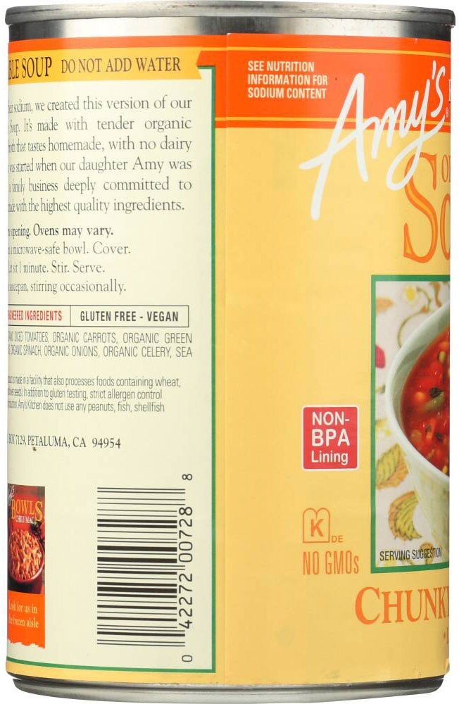 Amy’s Organic Reduced Sodium Chunky Vegetable Soup – 14.3 oz