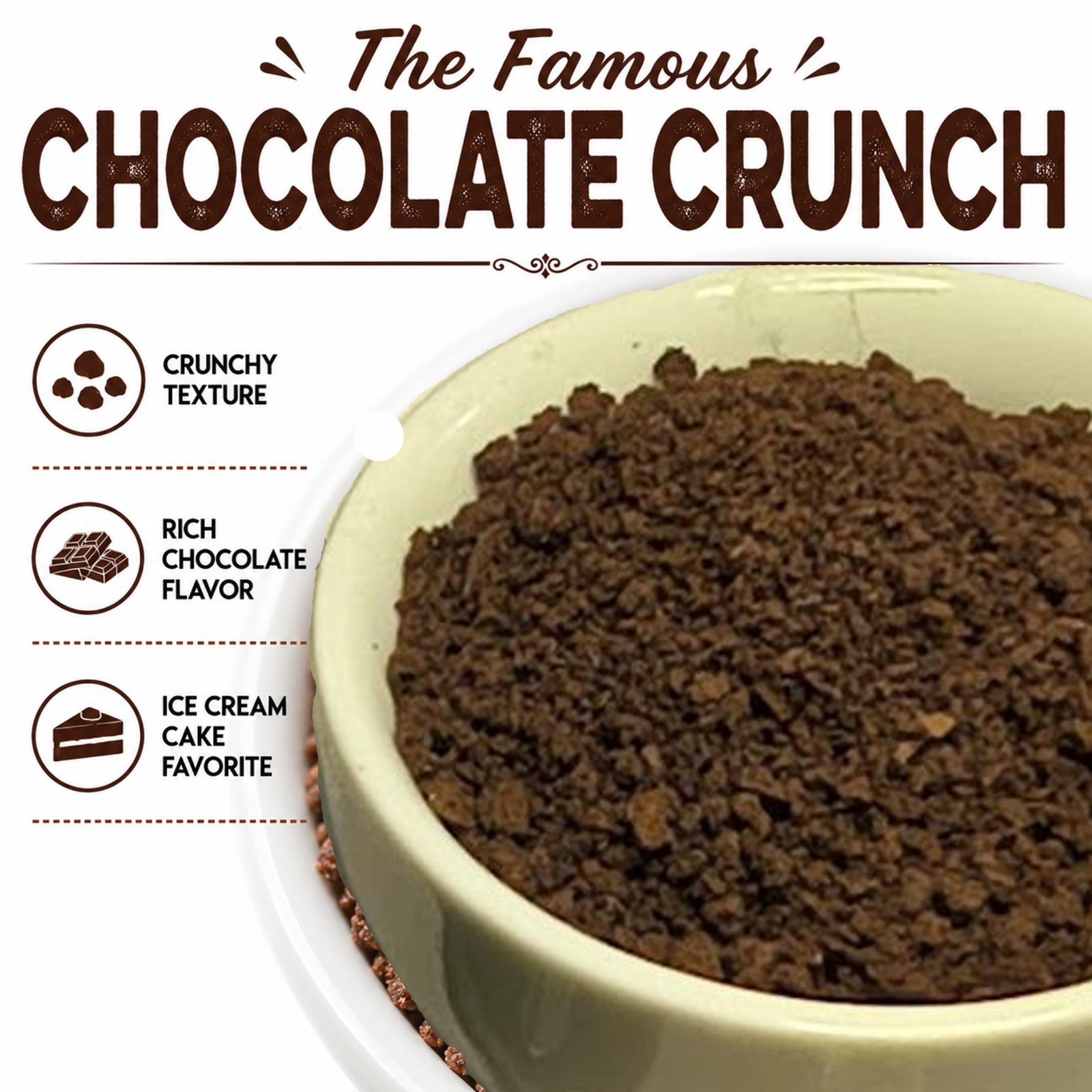 Chocolate Crunchies Ice Cream Cake Topping Carvel Style Crunch 10 oz/ Dairy Free