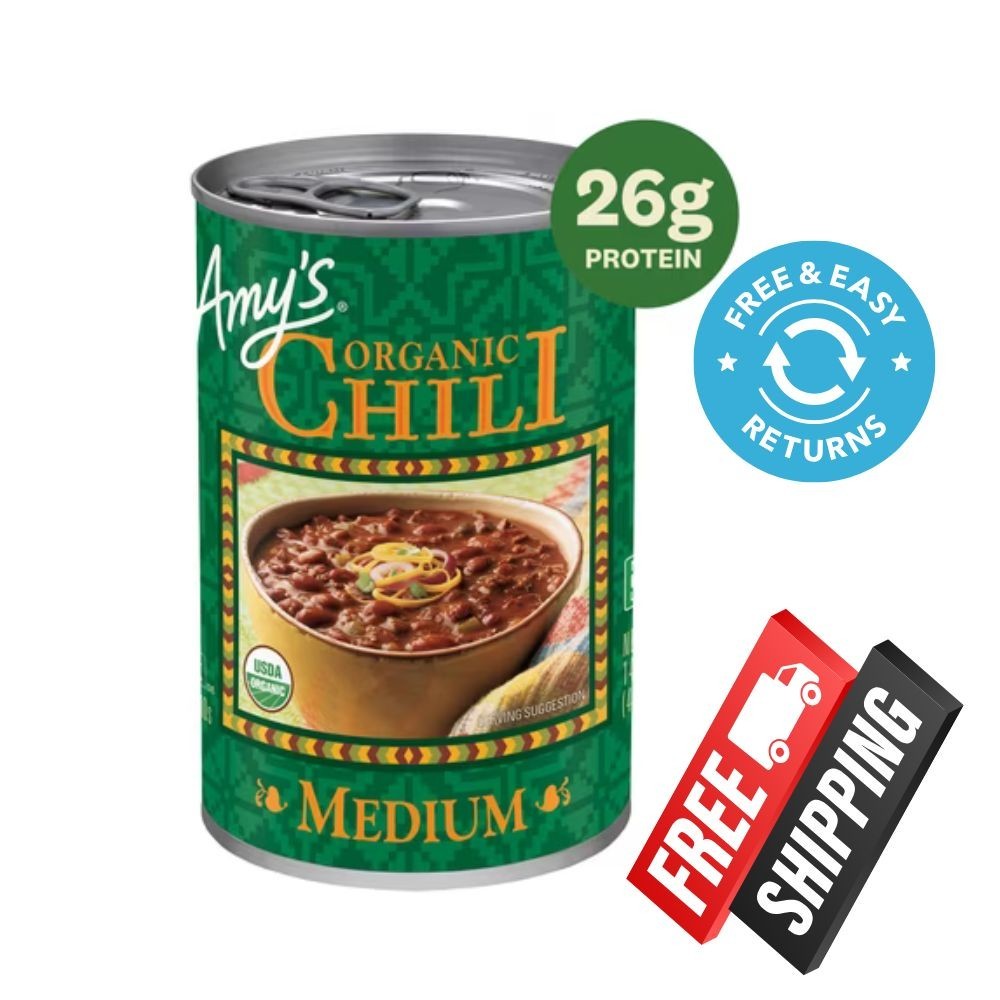 (2 pack) Amy’s Organic Medium Chili, Plant-Based Vegan Chili, Gluten Free,14.7oz