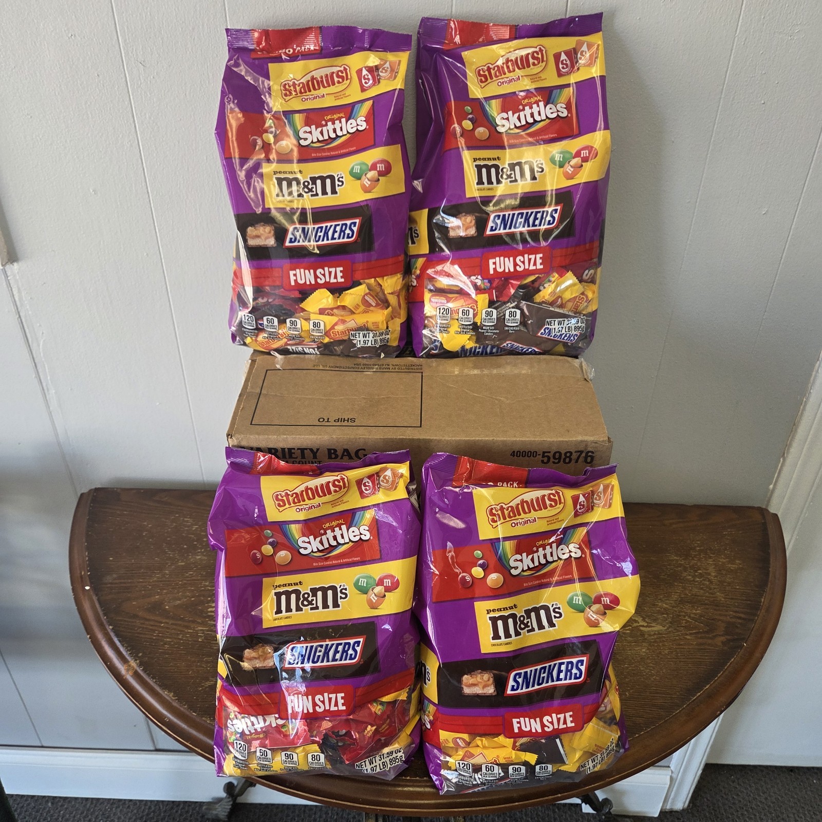 Lot Of 4 Jumbo Bag Fun Size Choc & Candy Asst Bags 1.97lb Snickers+ Ex.03-2027