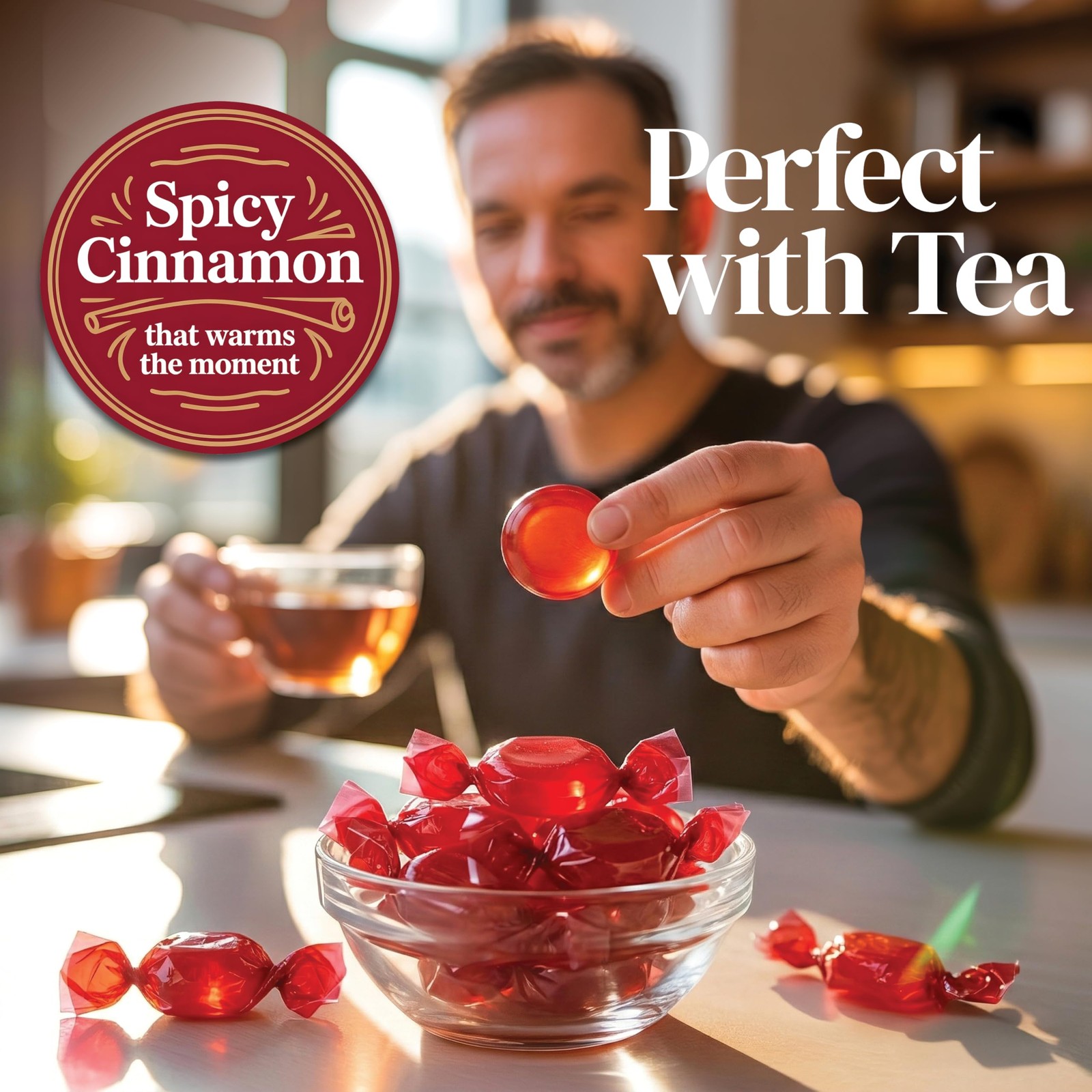 Cinnamon Discs Hard Candy, 1 lb. Bag Individually Wrapped, Old 16 Ounces