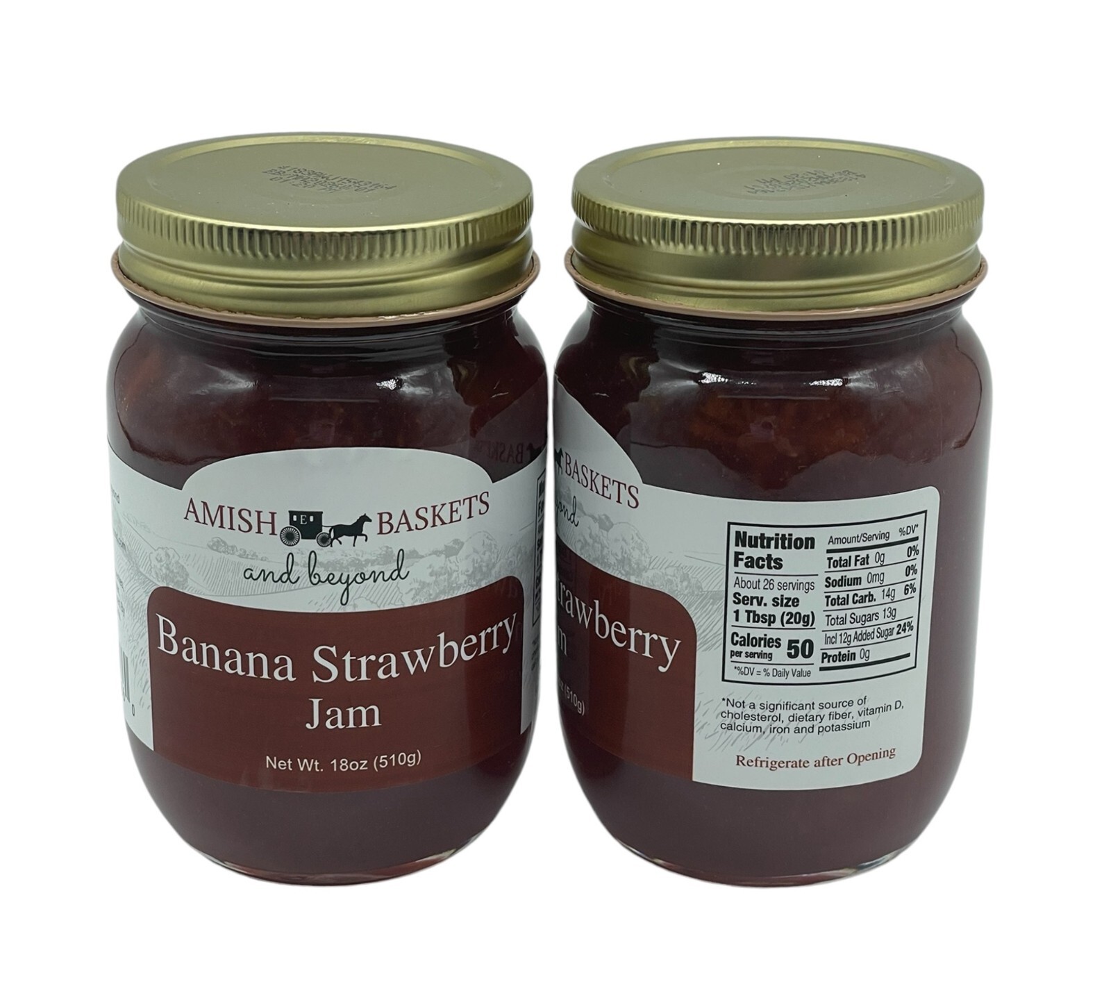 Amish Banana Strawberry Jam Non GMO Vegan All Natural – 18 oz – 2 Jars