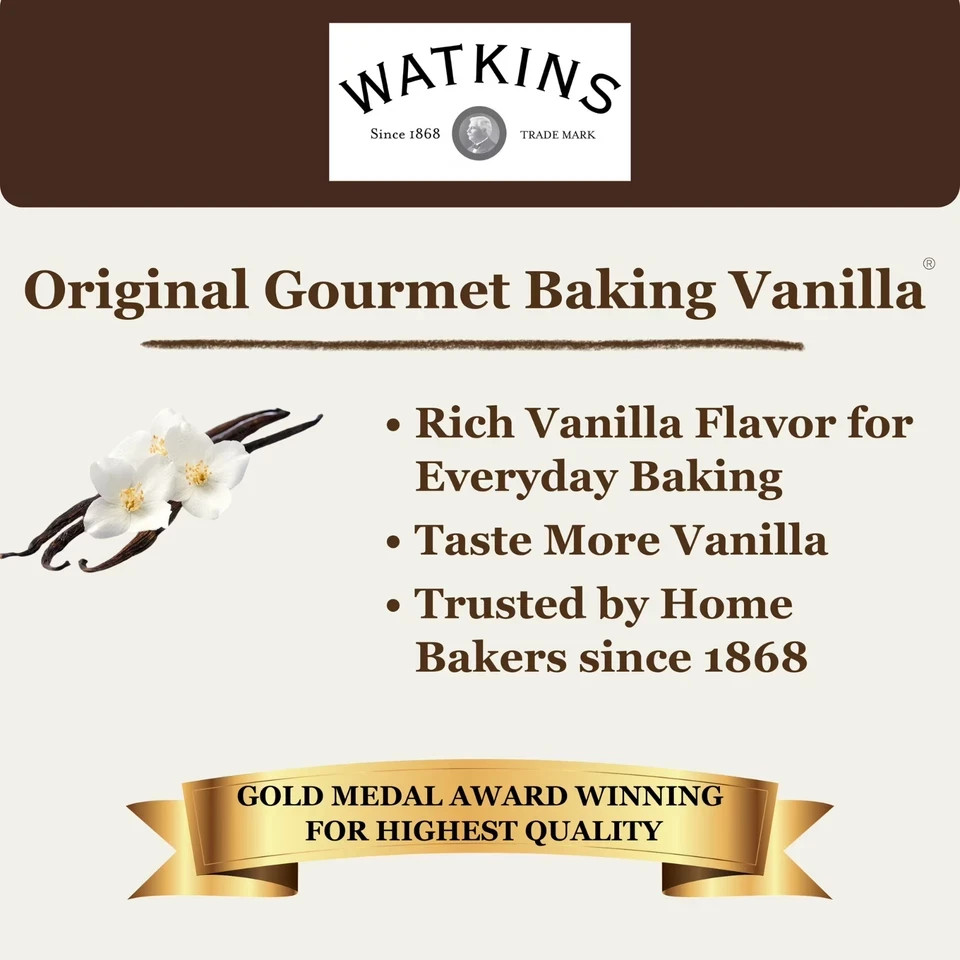 Watkins All Natural Original gourmet baking Vanilla with Pure Extract 8 fl oz..