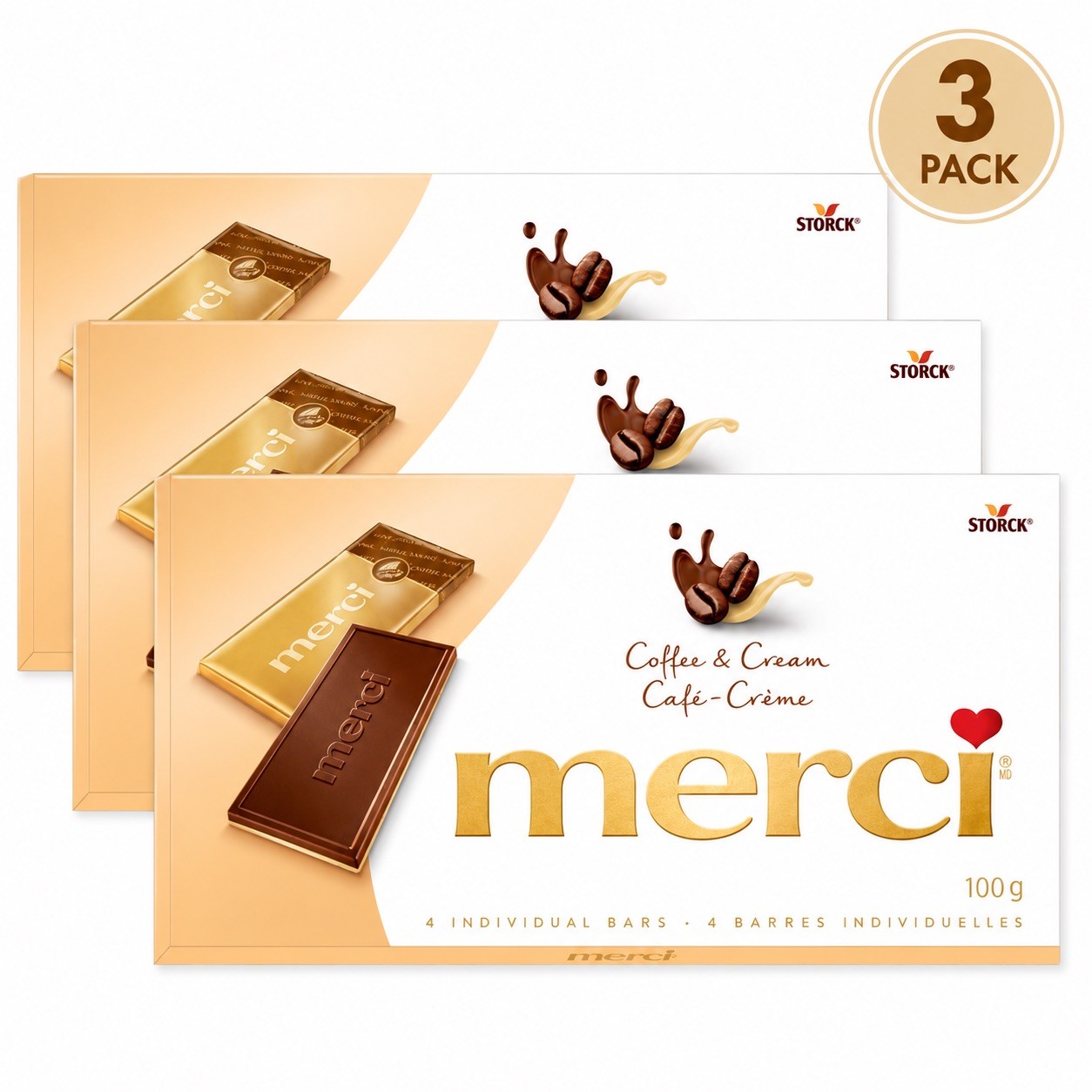Merci Coffee & Cream Chocolate 100g x3 Pack German Candy Storck Kaffee Sahne