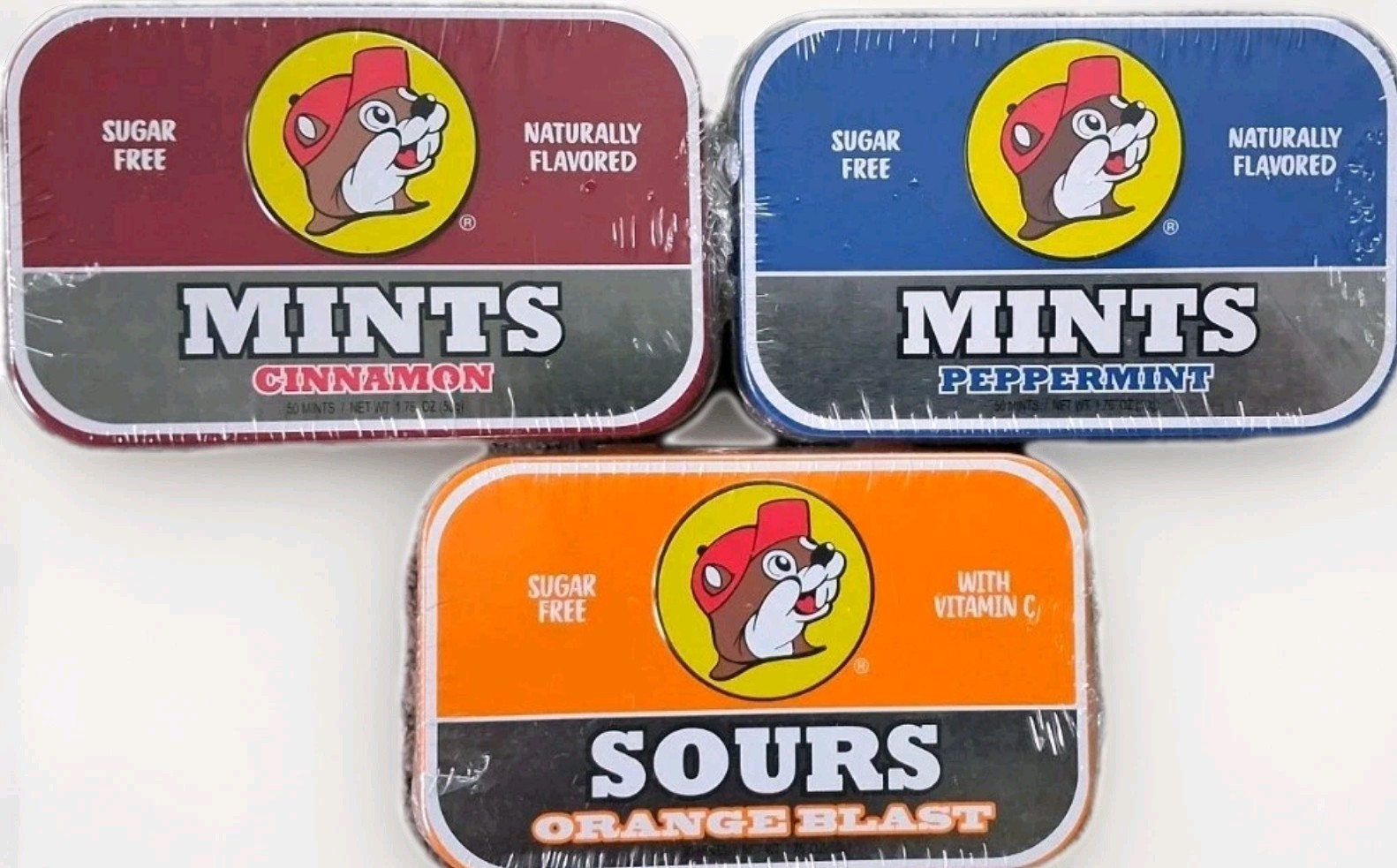 Buc-ees Mints & Sours Tin Set Cinnamon Peppermint Orange Blast Sealed