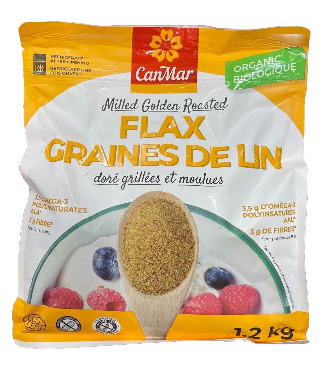 Canmar Organic Milled Golden Flax Seeds 1.2 kg, Exp:2026/05/31