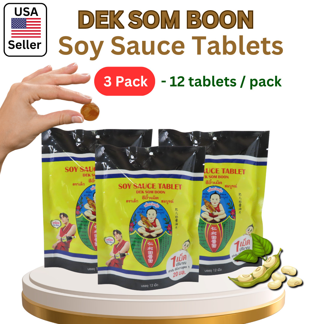 3 X SOY SAUCE TABLETS DEK SOM BOON 60G (12 TABLETS) – EASY TO USE *CAMPING*