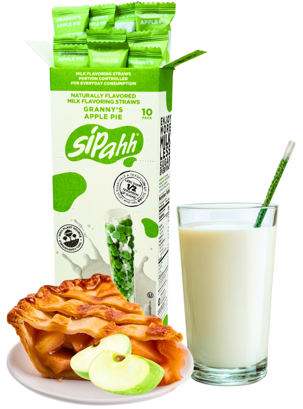 Sipahh Apple Pie Milk Straws 10ct Flavor Straws Gluten Free Flavored Milk