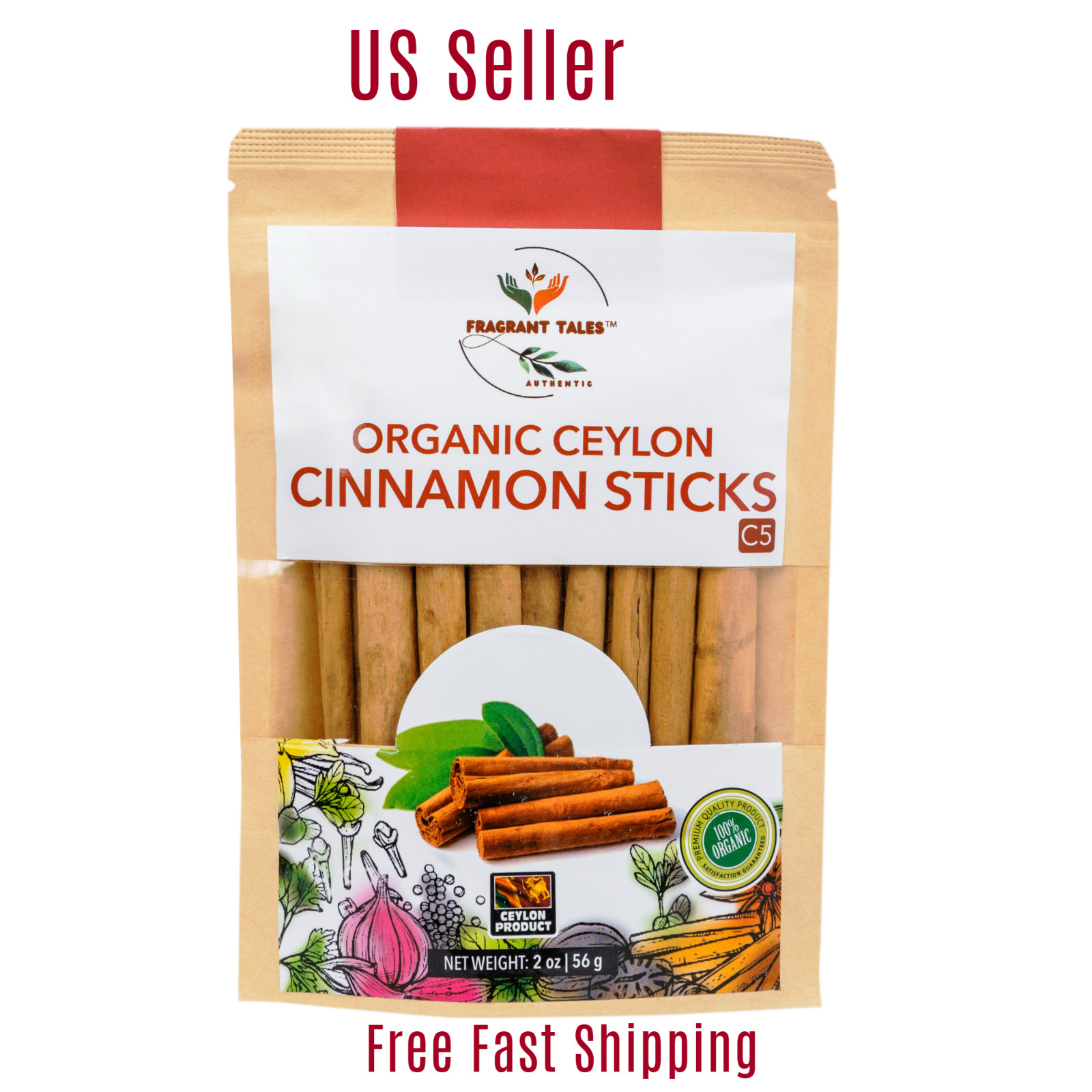 Ceylon/Sri Lanka Organic Cinnamon Sticks, 3″, High quality : 2 Oz, 56g