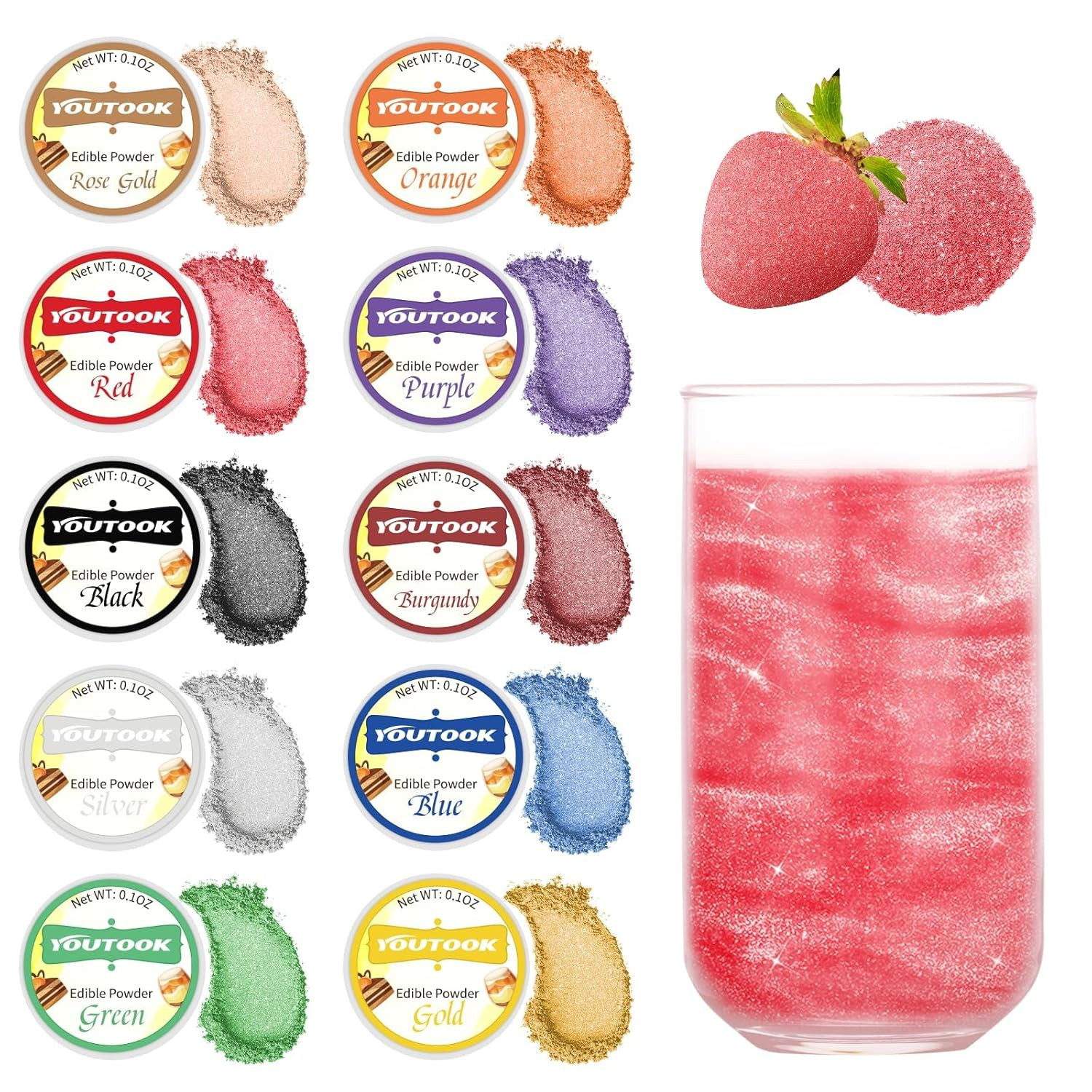 Edible Glitter for Cocktails, 10 Colors Easter Luster Dust Edible for Drinks, Fo