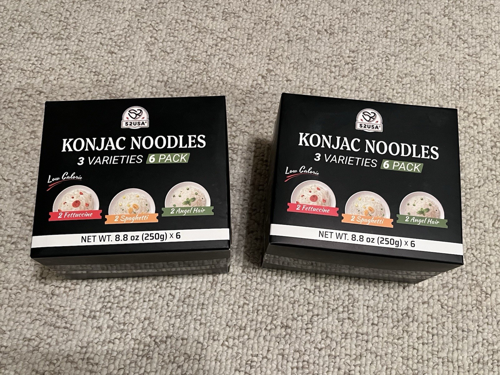 2x 52USA Organic, Keto, Paleo, Vegan Konjac Noodles 52.8 Oz 3 Variety 6 Packs