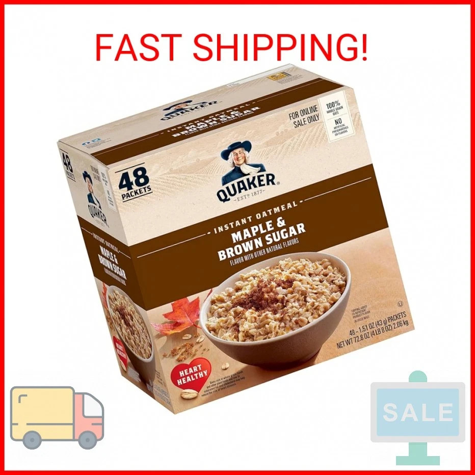 Quaker Instant Oatmeal, Maple & Brown Sugar, Individual Packets, 1.51 Ounce 48Pk