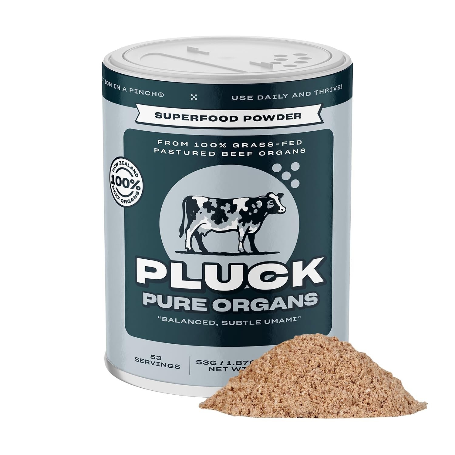 Pluck Pure Beef Organs Powder | 100% Liver, Kidney, 1.87 Ounce (Pack of 1)