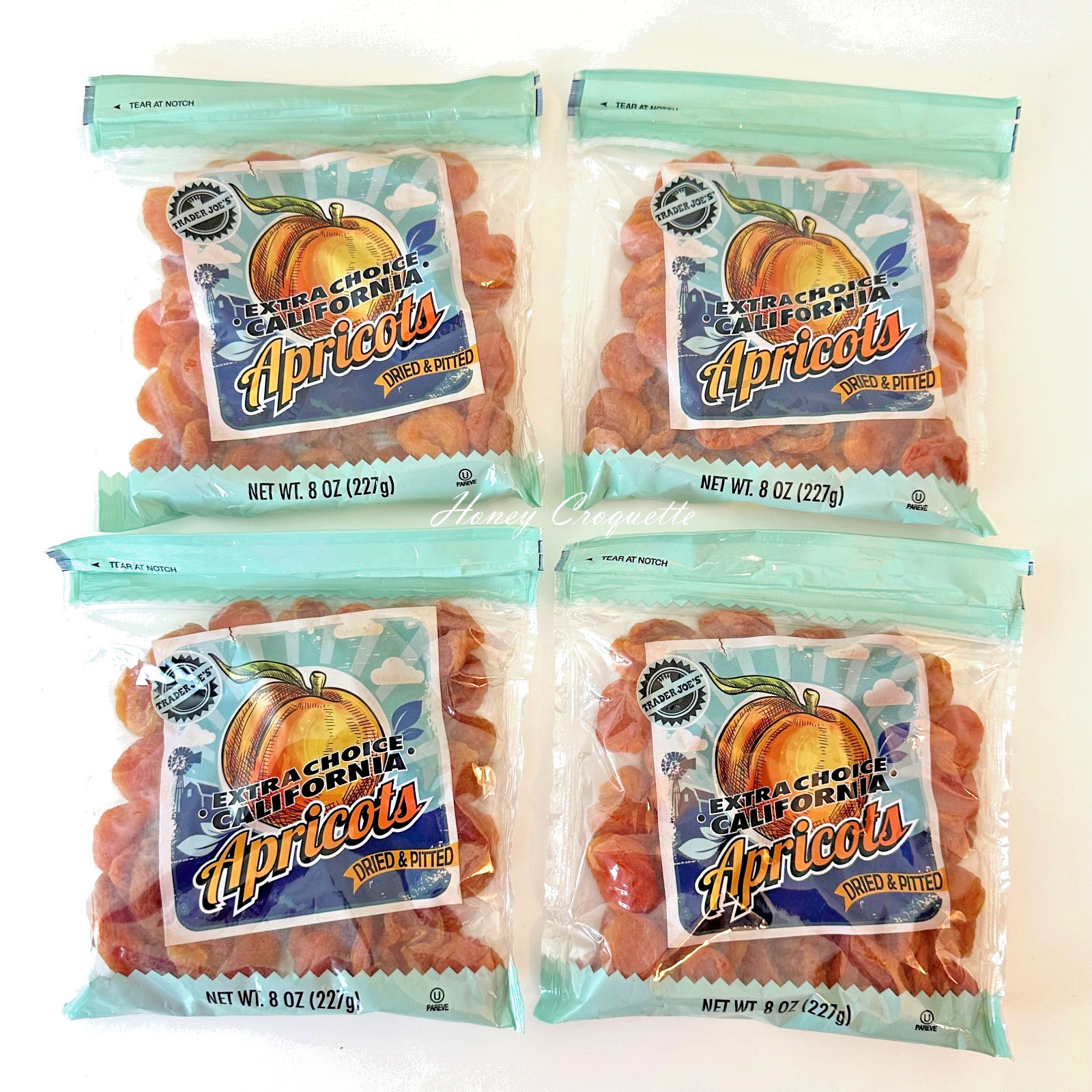 4 Pack Trader Joe’s Extra Choice California Apricots Dried & Pitted No Sugar Add