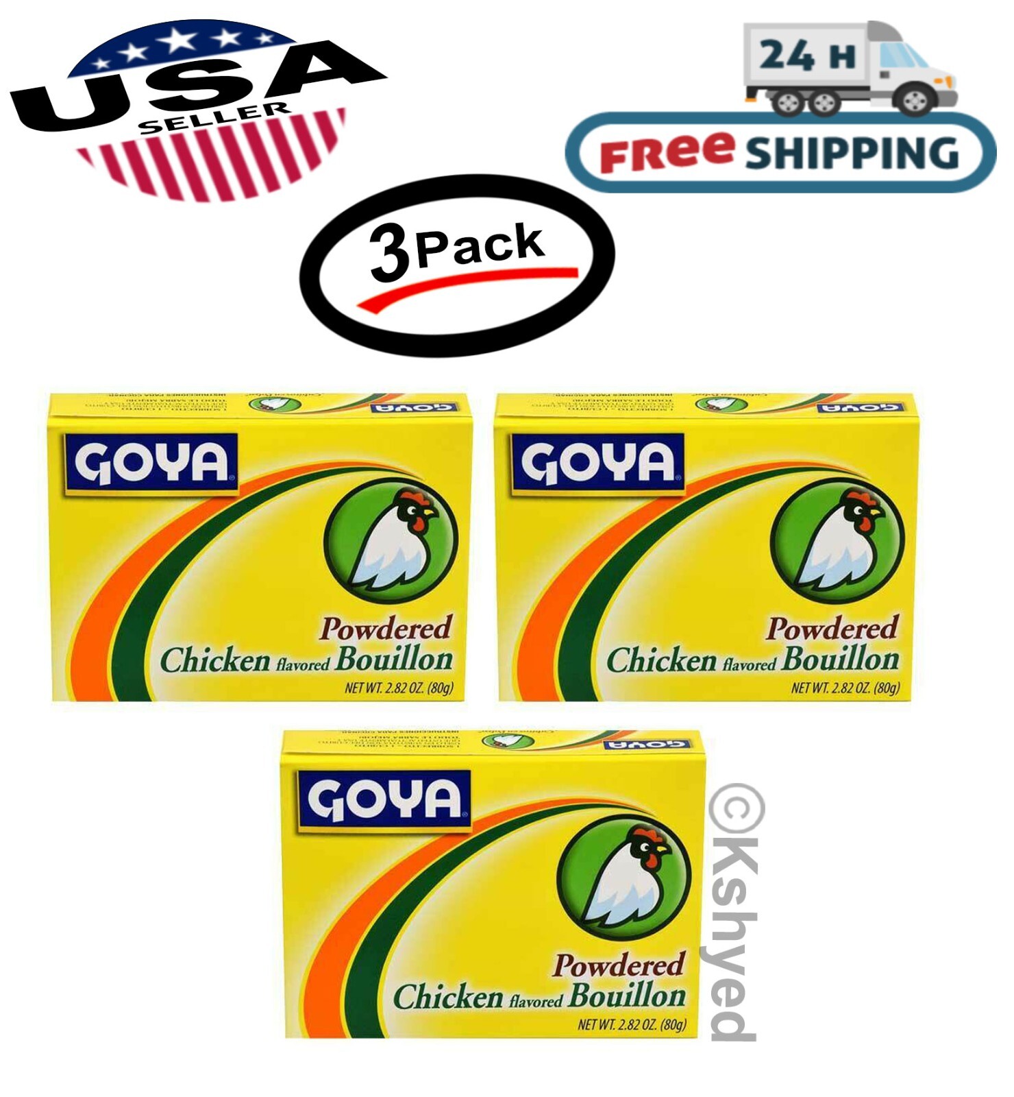 GOYA CUBITOS POLVO CHICKEN , 2.82 Oz (3 Pack) – New – Free Shipping