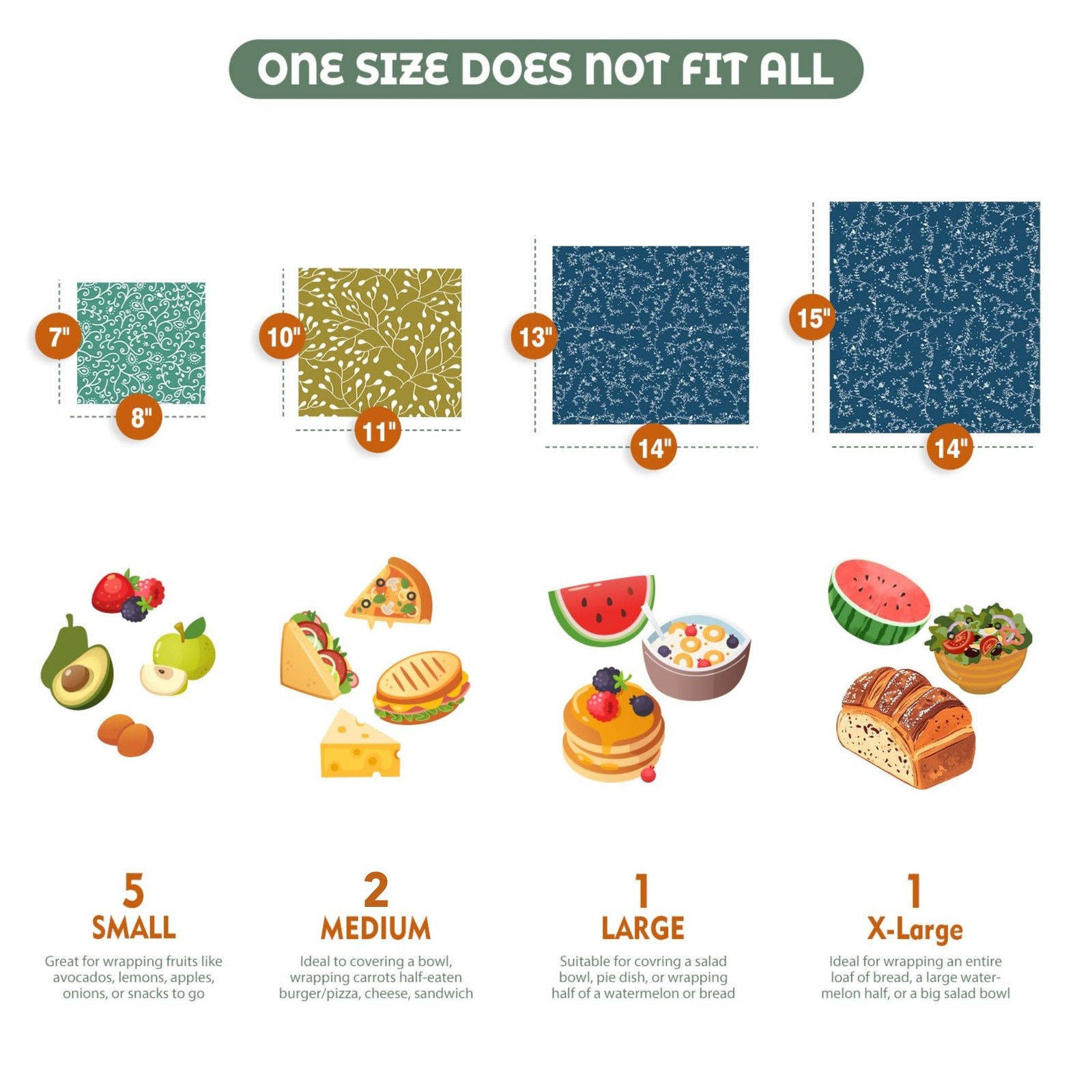 Reusable Beeswax Food Wraps – Assorted 9 Packs, Reusable, Plastic-Free Food S…