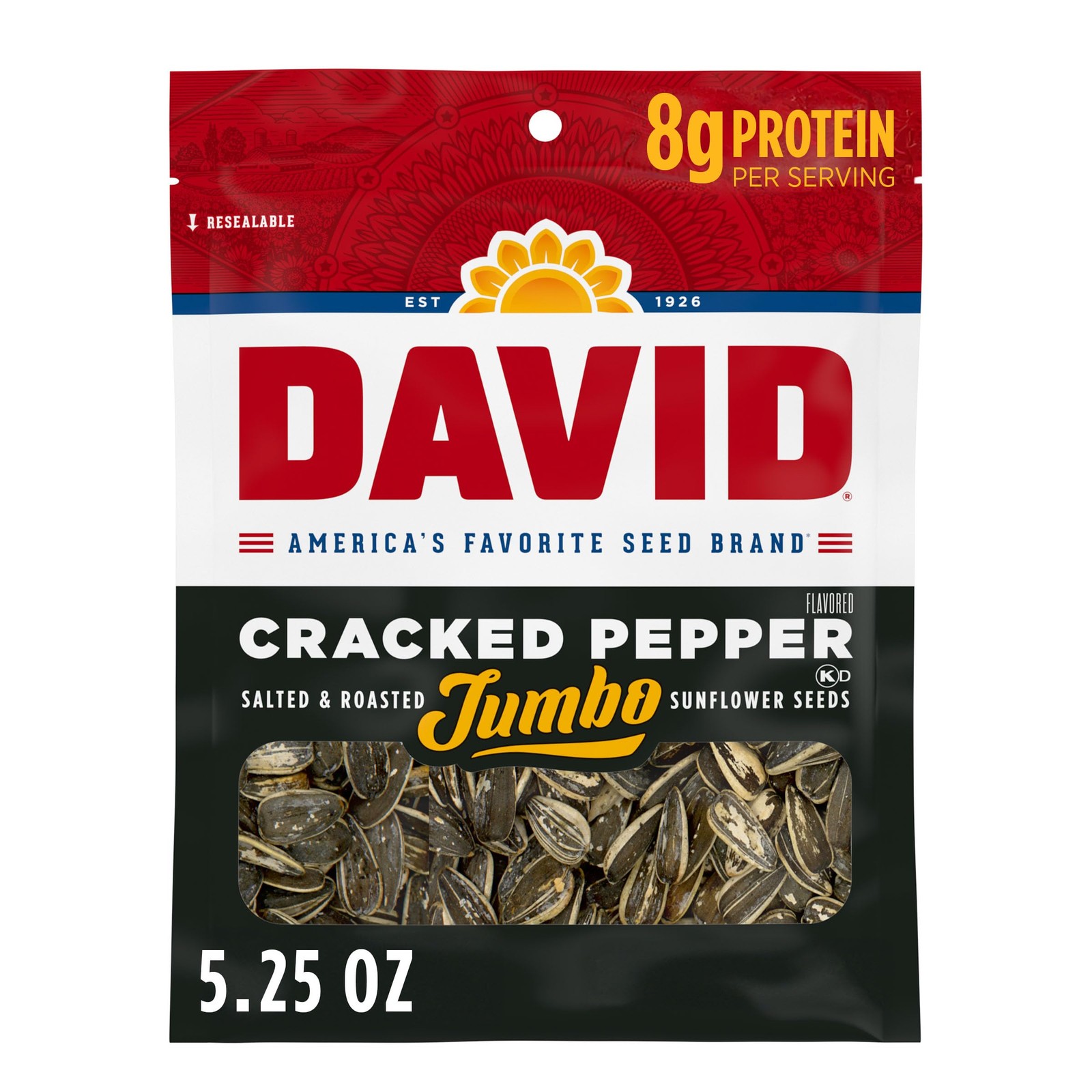 Cracked Pepper Sunflower Seeds 5.25 oz Snack Bag