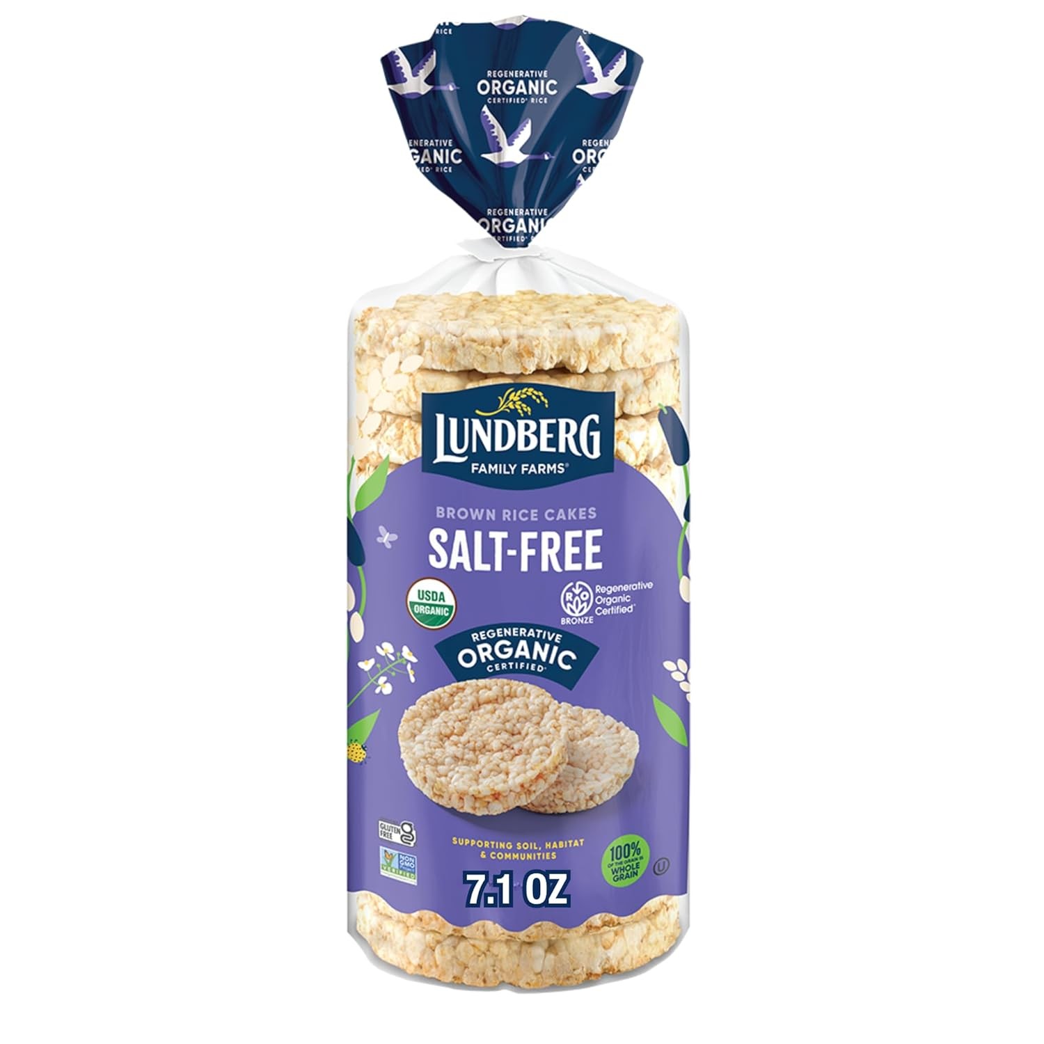 Lundberg Family Farms Organic Brown Rice Cakes, Salt-Free, 8.5 Ounce