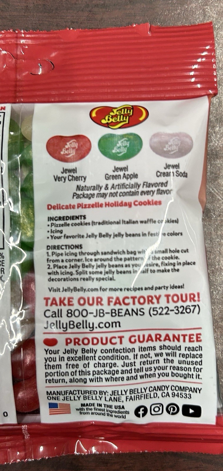 Jelly Belly Christmas Jewel Mix Jelly Beans Very Cherry Green Apple 3.5oz Bag