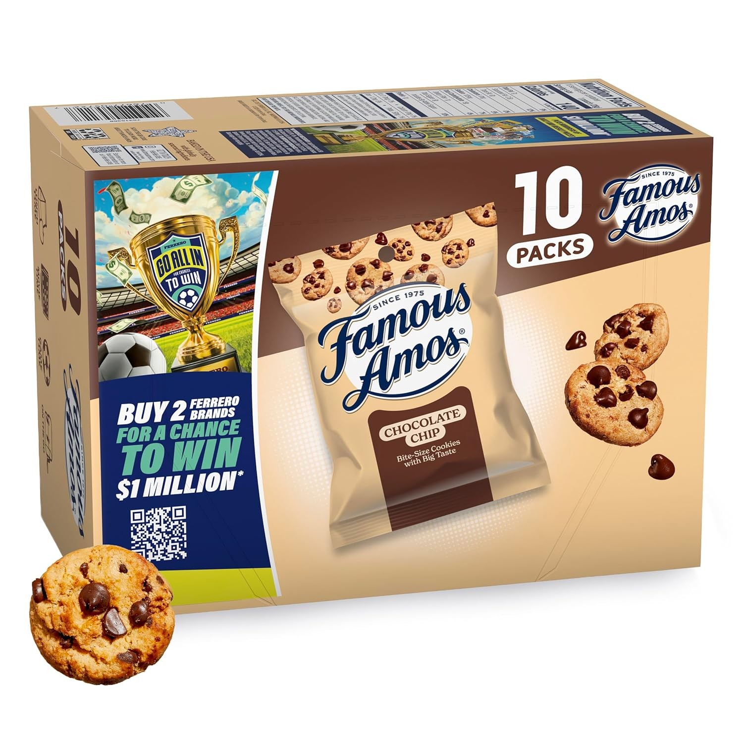 Famous Amos Classic Chocolate Chip Cookies, Bite-size Chocolate Chip Snacks,