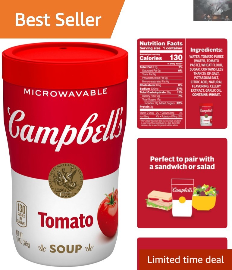 11.1 Oz Sipping Soup Cup – Classic Tomato Soup, No Artificial Colors