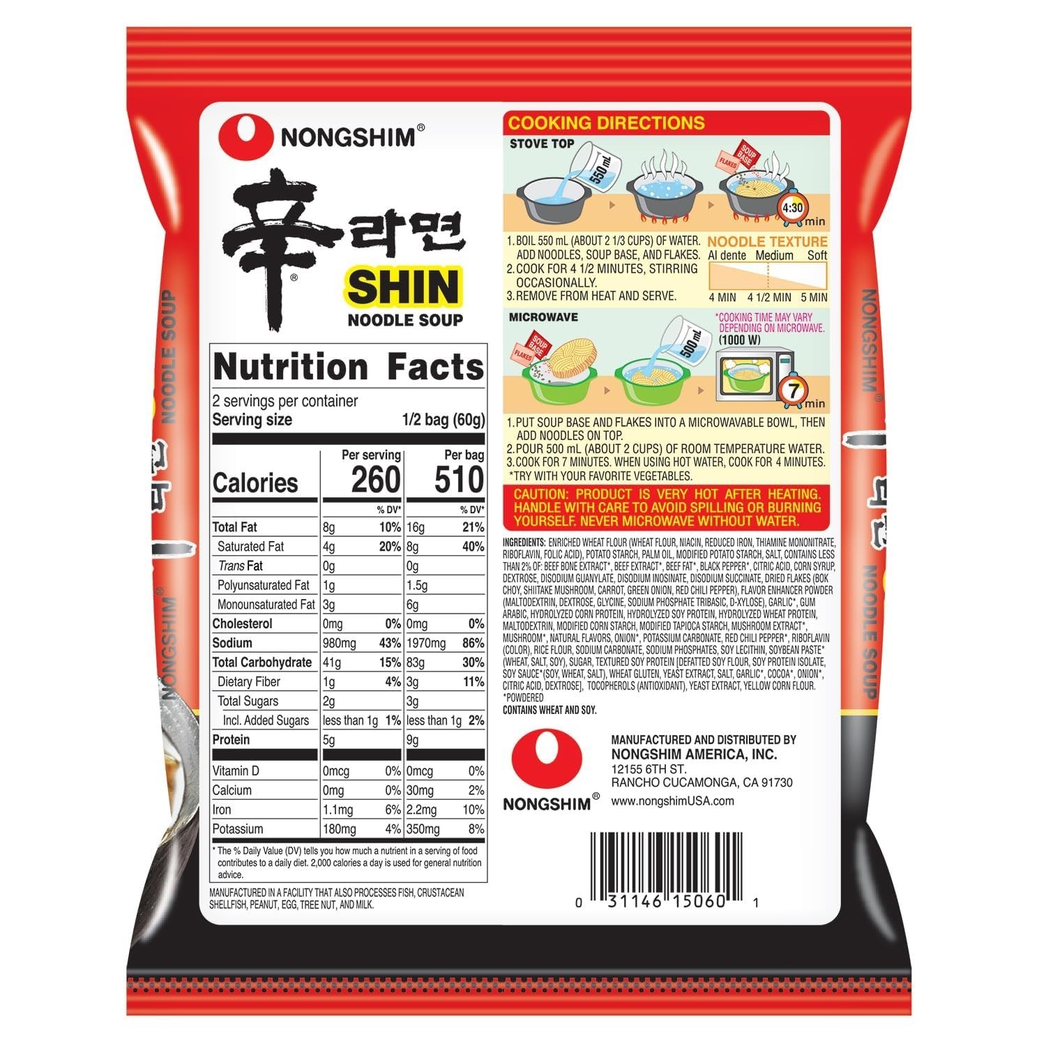Spicy Shin Ramen Noodles – Instant Soup, Family Pack#^