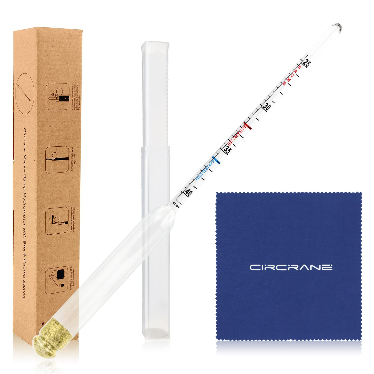Maple Syrup Hydrometer with BRIX & Baume Scales, Density Meter for Sugar and Moi
