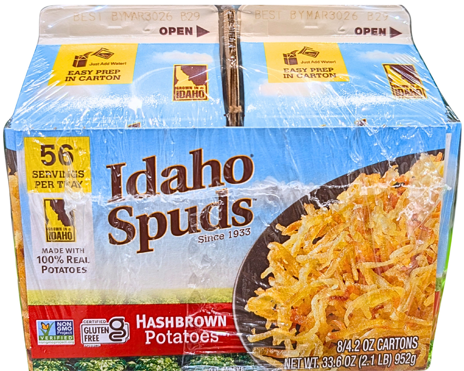 Idaho Spuds Premium Hashbrown Potatoes 8×42.2 Ounce Box EXP 03/2026