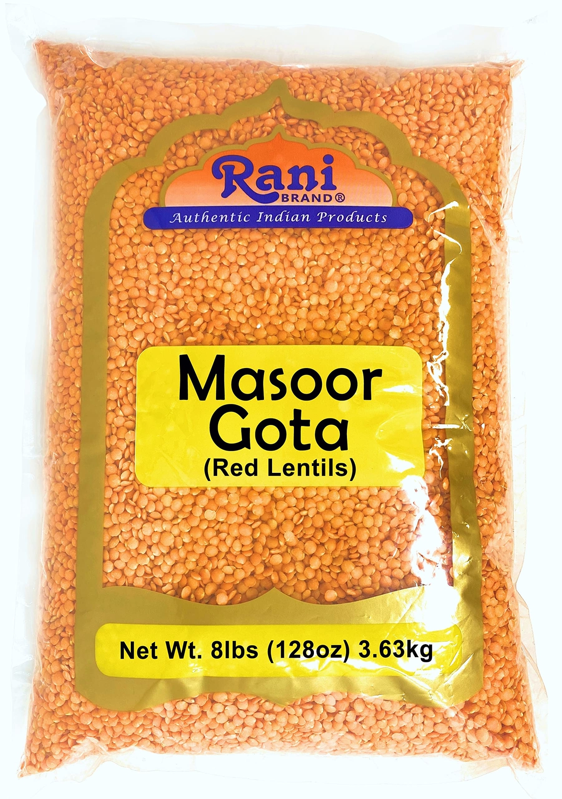 Rani Masoor Gota (Football) Indian Red Lentils Skinless 128oz (8lbs) 3.63kg Bulk