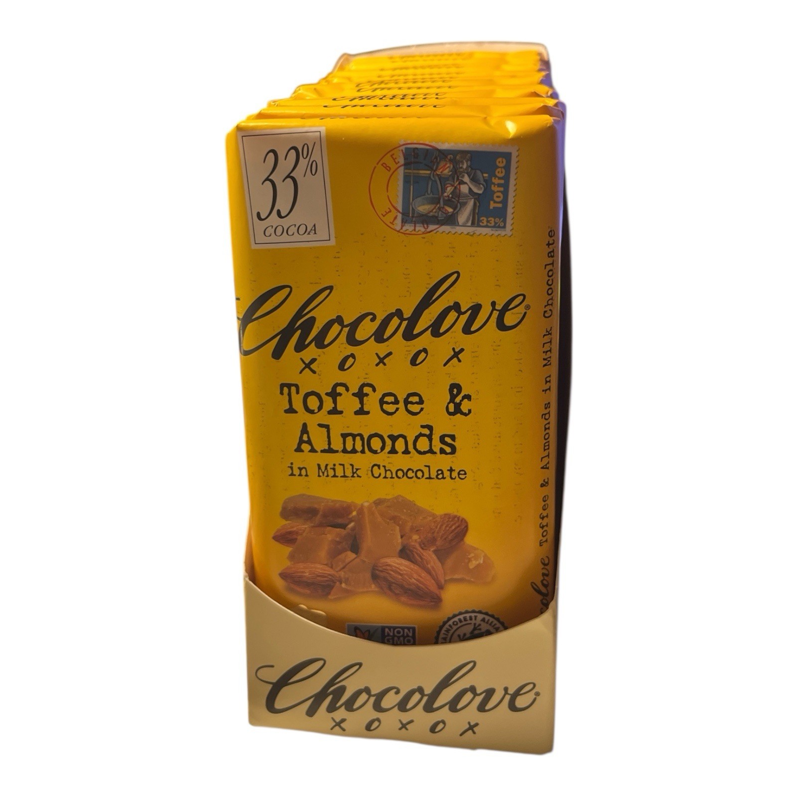 Chocolove Milk Chocolate Toffee Almond Bar 3.2 oz Pack of 12