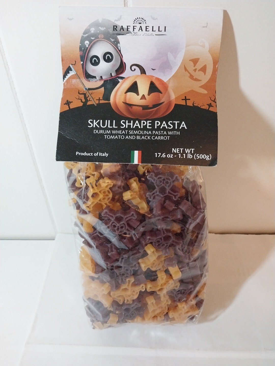 Skull Shaped Pasta Raffaelli Durum Wheat Semolina With Tomato And Black Carrot