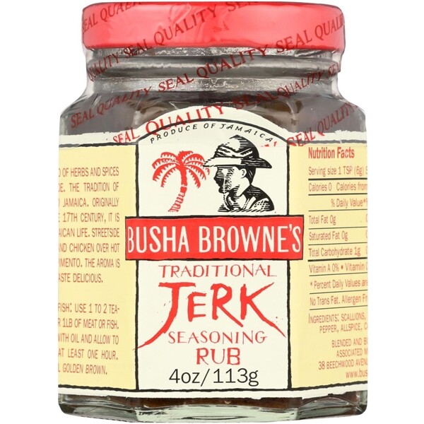 Busha Browne’s Traditional Jerk Seasoning Rub – Low Sodium – Jamaican – 4 oz