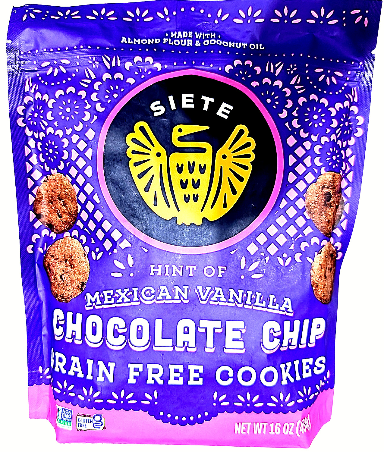 Siete Grain Free Mexican Vanilla Chocolate Chip Cookies 16 Oz EXP 11/2026