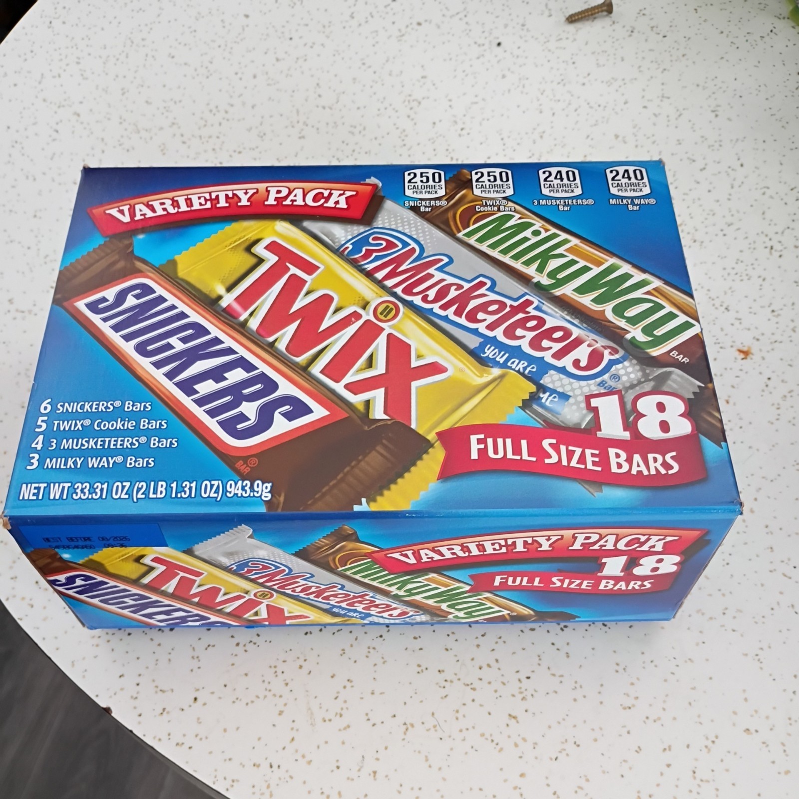 SNICKERS, TWIX, 3 MUSKETEERS & MILKY WAY Full Size Christmas Candy Chocolate Bar