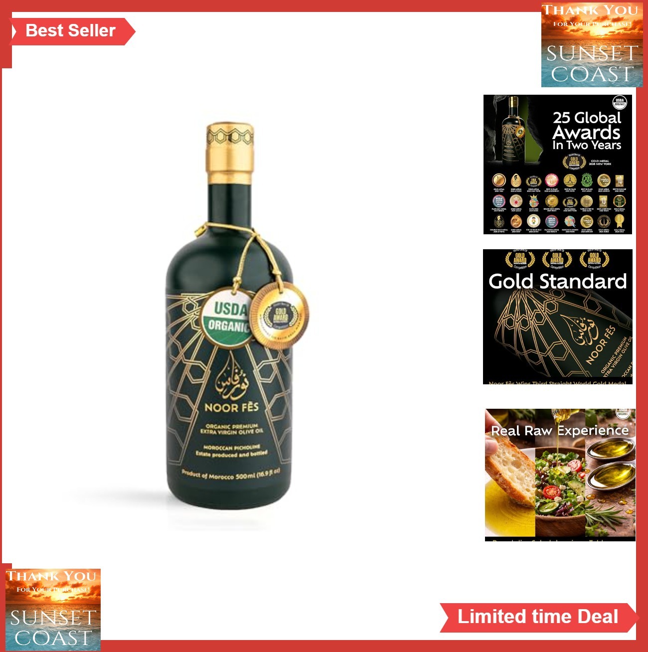Organic Extra Virgin Olive Oil 17 Oz USDA Cold Pressed Picholine Award Winning