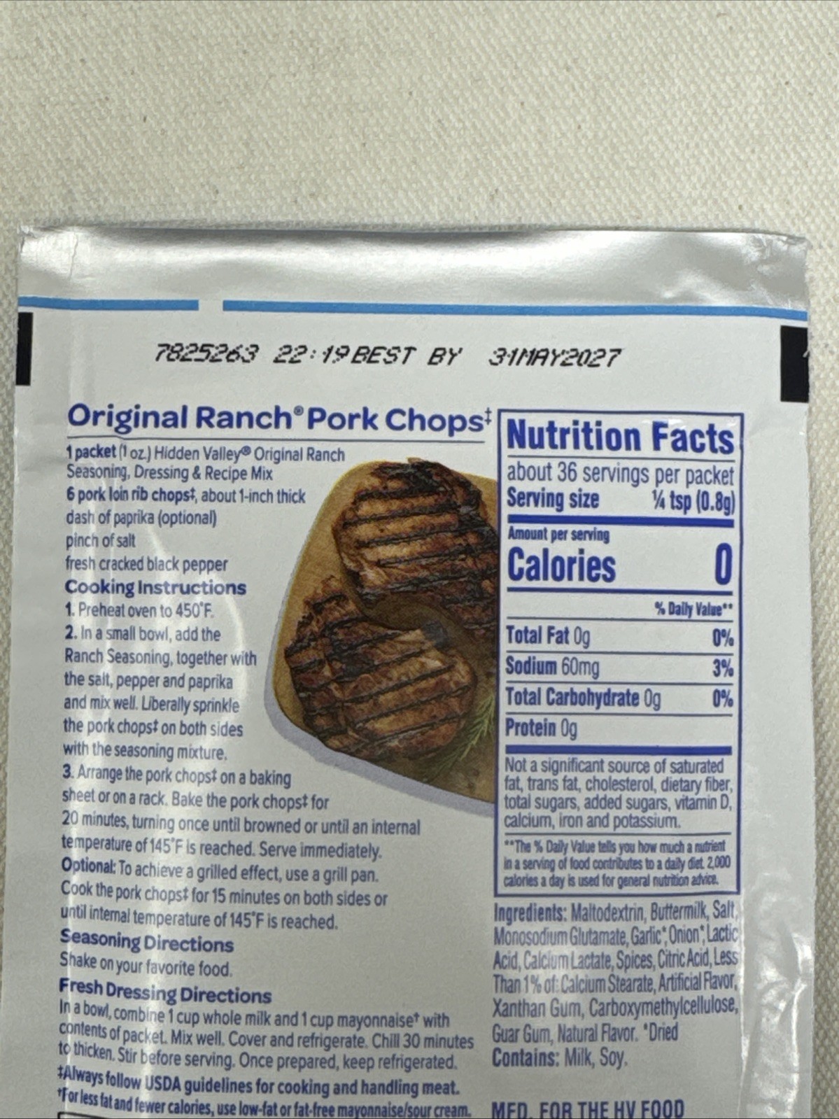 Hidden Valley Ranch Original Salad Dressing Mix 6 Packets – 1oz Packets